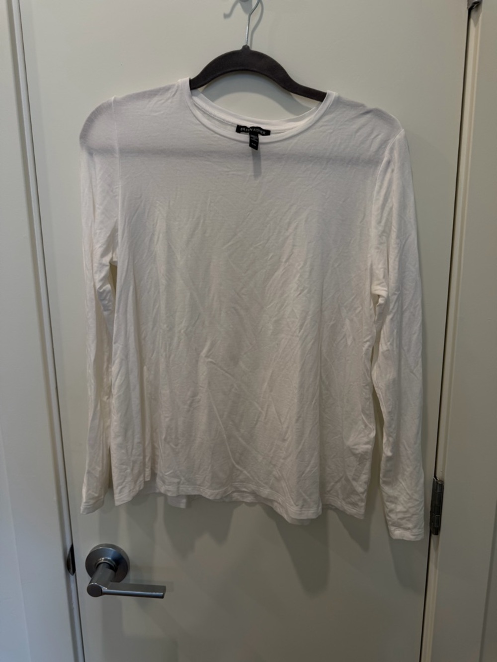 Eileen Fisher White Long-Sleeve Crewneck Tee